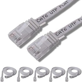 Resim IRENIS 5 adet CAT6 Kablo Yassı Ethernet Network Lan Ağ Kablosu 1 Metre Beyaz 