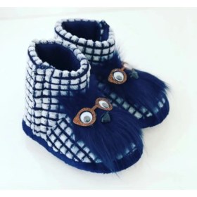 Resim Ela Çocuk ve Bebek Panduf , Kaydırmaz Taban Anaokulu Kreş Ayakkabısı , Ev Ayakkabısı - Lacivert 