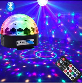 Resim Küre Disko Topu Müzik Çalar Renkli Lazer Işıklı Bluetooth 5224 