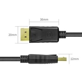 Resim Hype Store Unıtek Displayport Auf Displayport Kabel/ 2 Meter, Schwarz/full Hd, 2k, 4k, 3d, 3840X2160 Und Weitere/verbindungskabel Mit Vergoldeten STECKER/Y-C608BK 