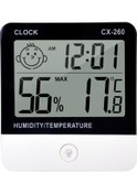 Resim Symbee Ev Ve Ofis İçin Ultra İnce Lcd Ekranlı Sıcaklık Nem Ölçer, Saat Ve Alarm Fonksiyonlu, Beyaz-siyah, Cx-260 Pil Dahil Değil 