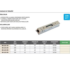 Resim Fett 200MM Kinex DIN877 Hassas Su Terazisi NB-620-200 