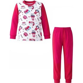 Resim Kız Çocuk Pamuklu Desenli Pijama Takımı 6068-02 Fuşya Fuşya 