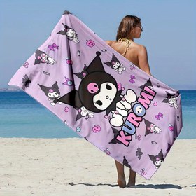 Resim Ekstra Büyük Ultra İnce Sanrio Plaj Havlusu - Yumuşak Mikrofiber, Geniş Boyutlu Sanrio Kuromi Mor Anime Havlu, Hızlı Kuruyan Süper Yumuşak 90cm-180cm Erkek ve Kadınlar İçin, Hafif Kum Tutmayan Dayanıklı Seyahat, Yüzme, Kamp, Yoga, Spor, Plaj Partisi, Mükemmel Mezuniyet Hediyesi 80cm-160cm 