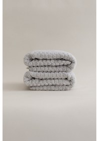 Resim Ivory Gri Kabartma Dokulu Mikro Fiber %100 Pamuk 2li El Yüz Havlu Gri 