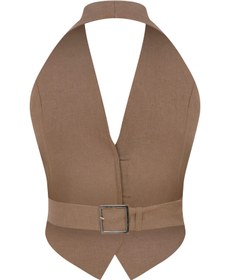 Resim Evy Linen Vest in Mocha - 34 