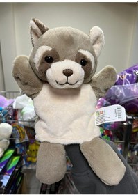 Resim Peluş 25 Cm El Kuklası Kahverengi Rakun Kukla Çok Renkli 