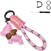 Resim Elmpaly Pembe Çizgi Film Köpek Charmlı Anahtarlık - Kadın Erkek Çiftler İçin Şık Aksesuar 