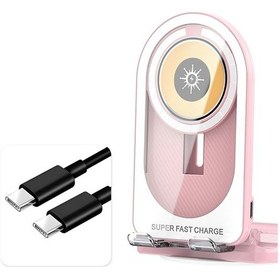 Resim Butu R19 Manyetik Şeffaf Telefon Kablosuz Şarj Cihazı Pembe 