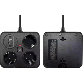 Resim Akım Korumalı Anahtarlı Priz - 3x Priz - 2x USB - 2x Type-C - 2 mt Kablo Hızlı Şarj Özellikli 