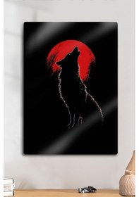 Resim Metal Baskı - Mitolojik Kurt, Dolunay, Dekoratif Tablo 