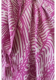 Resim Jakarlı Müslin Peştemal-yaprak Desen-90x170 Cm Fusya Fuşya 