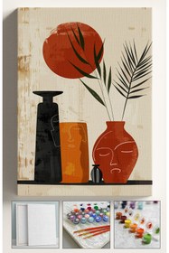 Resim Corvo Sayılarla Boyama Seti Numaralı Tuval Fırça Boya Vazo Çiçek 40x50 Cm - VAZODA 2'Lİ YÜZ 