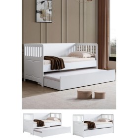 Resim Setay Yavrulu Karyola, Beyaz Nikea Yavrulu Karyola + 1 Adet Comfort Yatak 
