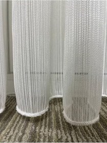 Resim Cortibo Çizgili Çelik 1'e 2,5 Orta Pileli Tül Perde, 200 x 250 