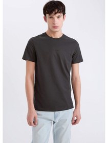 Resim DeFacto %100 Pamuk Slim Fit Dar Kesim Bisiklet Yaka Baskılı Kısa Kollu Tişört D5566AX25SPAR221 