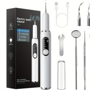 Resim 1 adet Elektrikli Diş Temizleyici LED Işık ile, 5 Ayarlı Mod, Üç Metal Ek, USB Şarj Edilebilir, Çok Fonksiyonlu Diş Temizleme Kiti, Babalar Günü/Anneler Günü, Doğum Günü Parti Hediyeleri için İdeal 