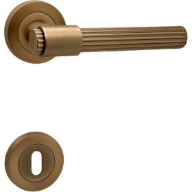 Resim Koldoor Erva Handles ZK79 Mat Antik Sarı Rozetli Oda Kapı Kolu 2 Takım 