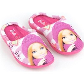Resim Gezer Barbie 14533 Temal Kumaş Kız Çocuk Halı Terlik 30-35 Fuşya 