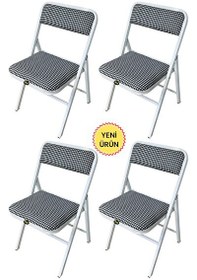 Resim Hey Modüler Mobilya 4'lü Katlanır Kazayağı Beyaz Piknik Kamp Sandalyesi 