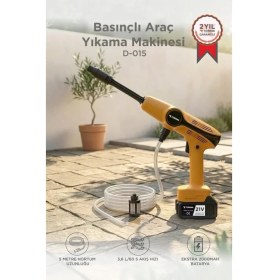 Resim Torima Şarjlı Yüksek Basınçlı Yıkama Tabancası Akülü Oto Araba Bahçe Temizleme Su Tabancası D015 Sarı 