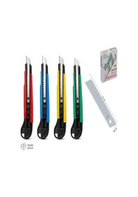 Resim Ark Profesyonel 18 Mm Maket Bıçağı Seti Ve Yedek Bıçak Kutusu Karışık Renk 2 Adet Maket Bıçağı 10'lu Yedek Bıçak 