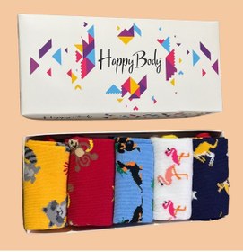 Resim Happy Body Çorap (ART.13320) 5 Çift Hayvan Motifli Soket Çok Renkli 