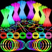Resim 100 adet 8 İnç Neon Parıltılı Çubuklar - DIY Takı, Parti Süslemeleri ve Dekorasyonları için Canlı Çok Renkli Glow Bağcıklar | Doğum Günleri, Düğünler, Halloween ve Daha Fazlası İçin Mükemmel | Güç Gerekmez, Plastik Malzeme 