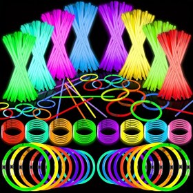 Resim 100 adet 8 İnç Neon Parıltılı Çubuklar - DIY Takı, Parti Süslemeleri ve Dekorasyonları için Canlı Çok Renkli Glow Bağcıklar | Doğum Günleri, Düğünler, Halloween ve Daha Fazlası İçin Mükemmel | Güç Gerekmez, Plastik Malzeme 