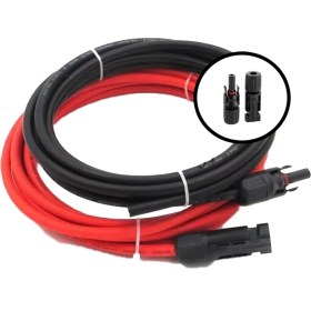 Resim Mc4 Soketli (5m+5m) 10 Metre 6mm Güneş Paneli Hazır Solar Kablo Siyah Kırmızı 