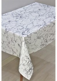 Resim Elyaf Astarlı Silinebilir Pvc Muşamba Masa Örtüsü Gri Mermer - 1068-1gr 