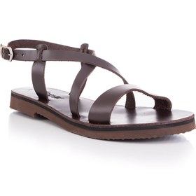 Resim DaphneSandals El Yapımı Hakiki Deri Kahverengi Kadın Sandalet-bodrum Sandaleti 