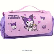 Resim 1 Adet Sanrio Kalem Kutusu, Sevimli Kuromi Desenli, Bölmeli Saklama Çantası, Masaüstü Organizasyon Çantası, Ofis Malzemeleri İçin İdeal, Tatiller, Doğum Günleri ve Yeni Dönem Hediyesi 
