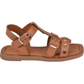 Resim Beety Hakiki Deri Düz Taban Kadın Sandalet Bee-m270 Taba Taba 