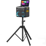 Resim Ikarao Partybox Hoparlör ve Mikrofon Standlı Break X2 600W Karaoke Bluetooth Hoparlör Seti Siyah 