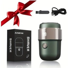 Resim Challenger Mini Tıraş Makinesi Erkekler İçin Koyu Yeşil Elektrikli Tıraş Makinesi Taşınabilir Kablosuz Seyahat Usb Şarj Edilebilir Kadın Saç Kesme Aleti Led Ekran Temizlemesi Kolay 