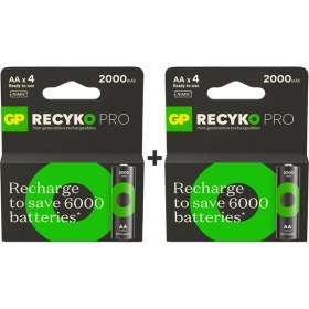 Resim Gp Recyko Pro 2000 Mah Aa Kalem 8'li Şarj Edilebilir Pil 