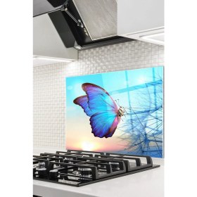 Resim Ne Verelim Size Cam Ocak Arkası Koruyucu Ankastre Arkası Koruyucu | Mavi Kelebek 