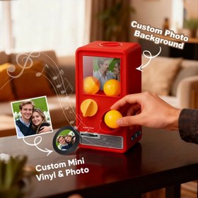 Resim Personalized Musical Gachapon Surprise Box - Vintage Mini Jukebox - Klein Blue / 5 Capsules (Photo + Music Customization) 