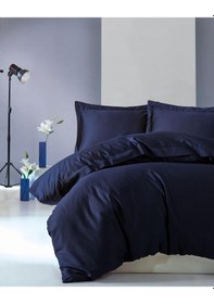 Resim Cotton Box 405636399 Elegant Saten Çift Kişilik Nevresim Takımı Lacivert 