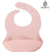 Resim Bebek Silikon Önlük Su Geçirmez Önlük Büyük Düz Renk Pembe 