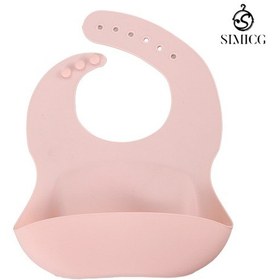 Resim Bebek Silikon Önlük Su Geçirmez Önlük Büyük Düz Renk Pembe 