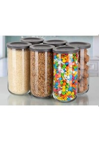 Resim Lav Duo Saklama Kabı 6 Lı - Cam Kavanoz Erzak Saklama Kabı Seti Takımı Gri 1400 Ml. Çok Renkli 