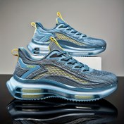 Resim Erkeklerin Trendy Dokuma Örgü Nefes Alabilen Koşu Ayakkabıları, Hava Yastığı ile Rahat Kaymaz Dayanıklı Sneakerlar Erkeklerin Açık Hava Aktiviteleri için 