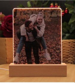 Resim Kişiye Özel Fotoğraf Eklemeli Led Gece Lambası Ahşap 