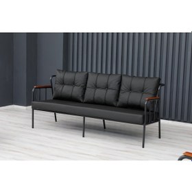 Resim Ofis Metal Deri Koltuk - 1 Adet Üçlü Koltuk 