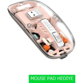 Resim Jolita Gtx Jaculus 10.4 " Uyumlu Şeffaf Tasarım Sessiz Kablosuz Mouse 