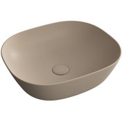 Resim VitrA Plural 7810b474-0016 Kare Alçak Çanak Lavabo, Clean, 45 Cm, Mat Kil Beji 