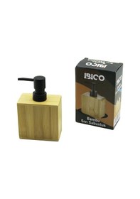 Resim Dikdörtgen Ahşap Bambu Sıvı Sabunluk Siyah Plastik Pompa 5.8 X 9.9cm - Y: 10cm 5358 Renkli 