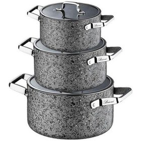 Resim Brioni Stone Age 6 Parça Çizilmez Yanmaz Yapışmaz İndüksiyonlu Midi Tencere Seti 16-18-20 Cm Gri 